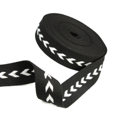 Gurtband Polyester 38mm chevron schwarz weiß