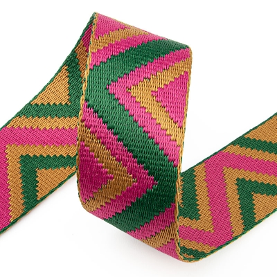 Gurtband 38mm Ethno grün pink gold