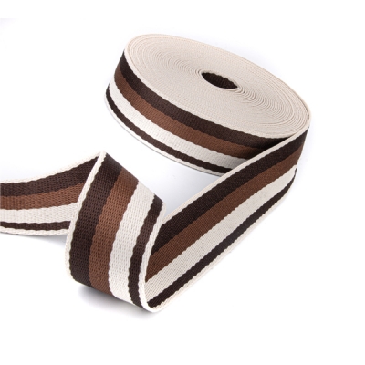 Gurtband Polyester-Baumwolle 38mm braun creme