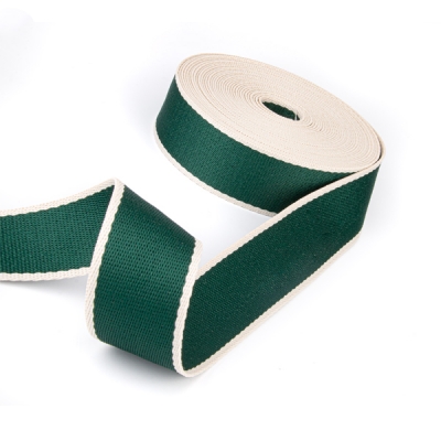 Gurtband Polyester-Baumwolle 38mm dunkelgrün creme