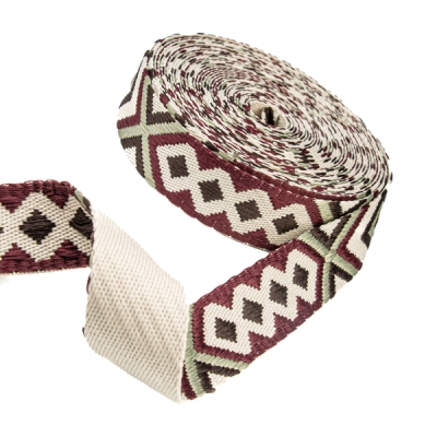 Gurtband 38mm Raute bordeaux grün