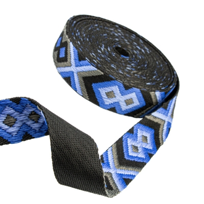 Gurtband 38mm Raute blau grau