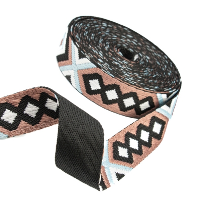 Gurtband 38mm Raute hellblau braun