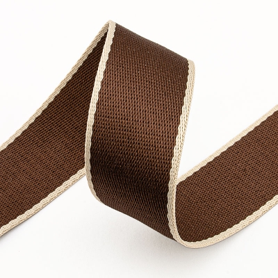 Gurtband Polyester-Baumwolle 38mm braun creme