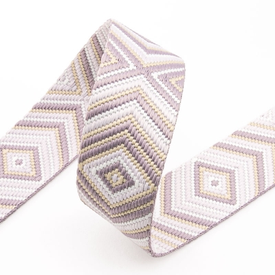 Gurtband 38mm Raute flieder creme