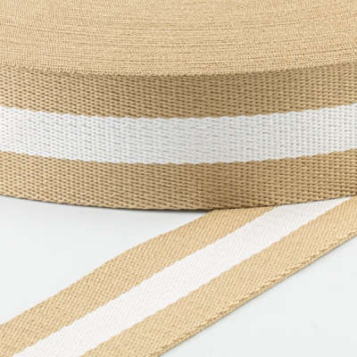 Gurtband Polyester-Baumwolle 38mm beige wei