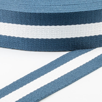 Gurtband Polyester-Baumwolle 38mm dunkelblau wei