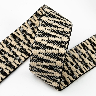 Gurtband Polyester 38mm beige schwarz