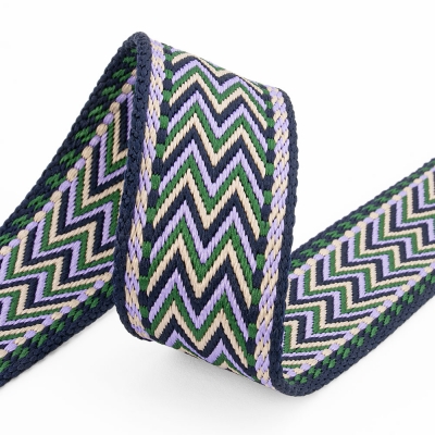 Gurtband 38mm zickzack dunkelblau flieder