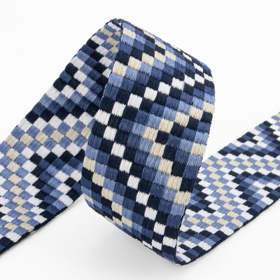 Gurtband 38mm zickzack Pixel blau