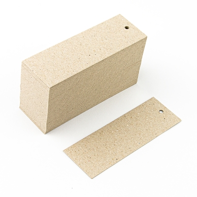 100 Anhnger aus recycelter Graupappe 3,5 x 10,5 cm