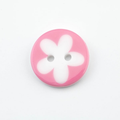Knopf Blume rosa 16 mm