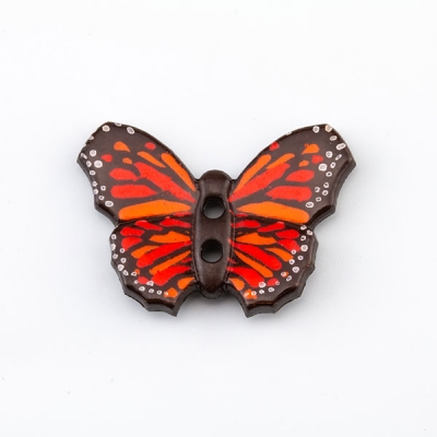 Knopf Schmetterling rot orange 28 mm