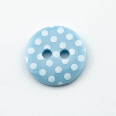 Knopf mit Punkten hellblau 13 mm