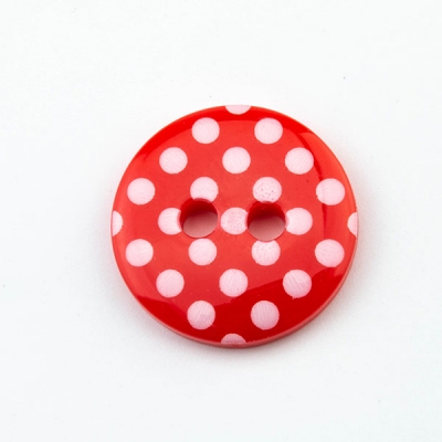 Knopf mit Punkten rot 13 mm