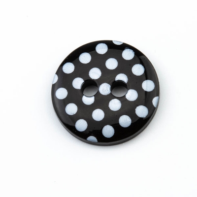 Knopf mit Punkten schwarz 13 mm