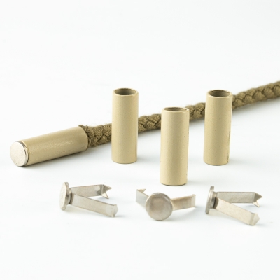 4 Stück Kordelenden beige 5mm