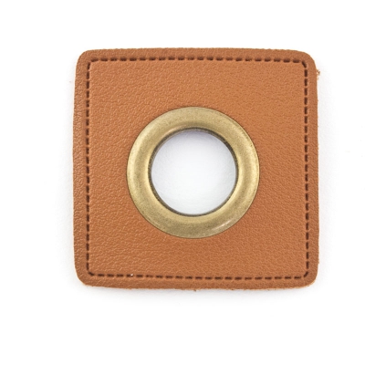 Ösen-Patches braun 11mm - Öse altmessing