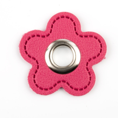 Ösen-Patches Blume mit 8mm Öse pink