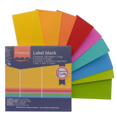Label-Block mit 3 Gren bunte Farben
