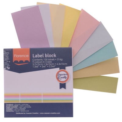 Label-Block mit 3 Größen Pastellfarben