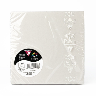20 Clairefontaine Pollen Umschlge 140 x 140 mm perlgrau