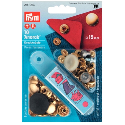 Prym Druckknpfe Anorak 15mm gold 390314