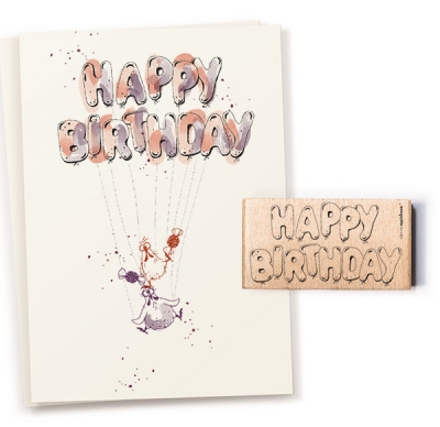 Stempel Happy Birthday Ballonschrift