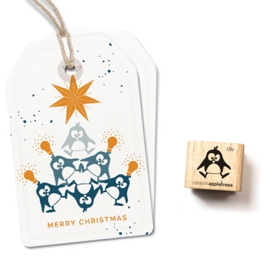 Stempel Pinguin Ole springt
