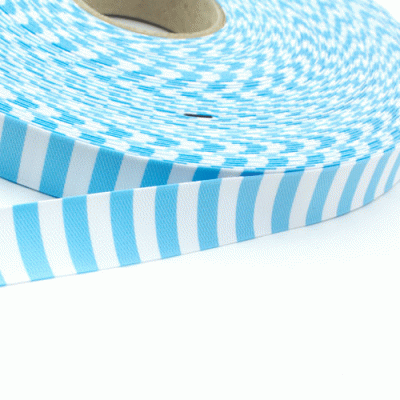 Webband Ringelband hellblau weiß 15mm