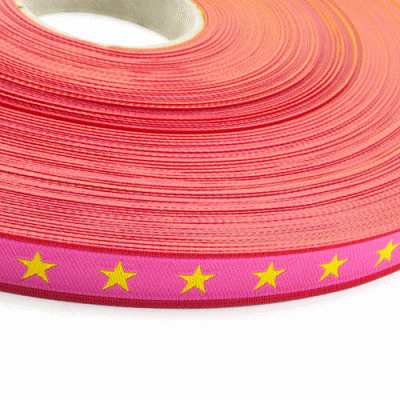 Webband Sterneband pink-gelb 12mm